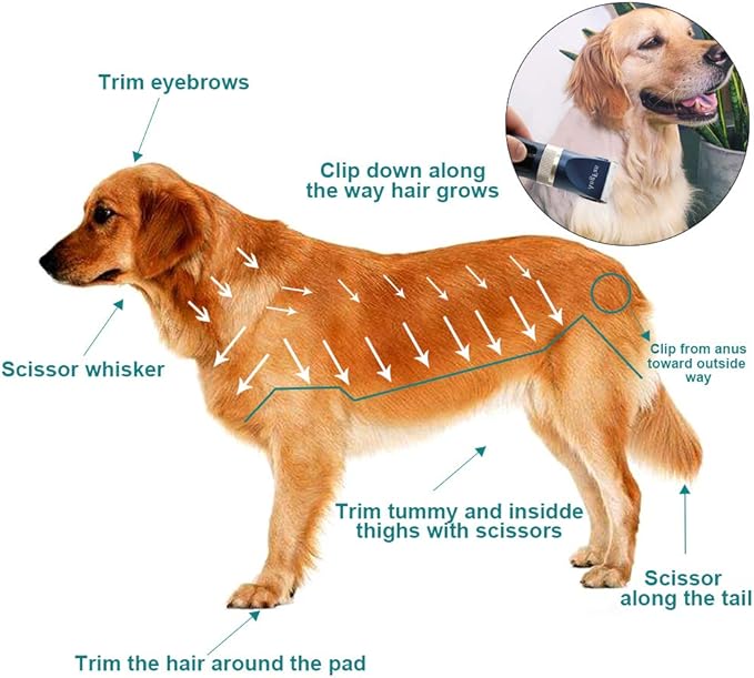Dog Clippers for Grooming 16pcs Dog Grooming Kit for Small Large Profesional Cordless Dogs Grooming Clippers Supplies Dog Hair Clippers Low Noise