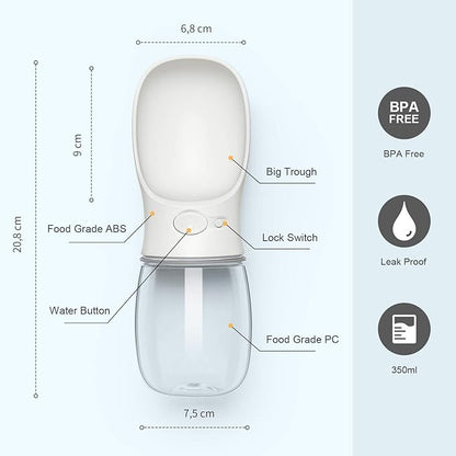 Dog Water Bottle, Leak Proof Portable Pet Water Bottles for Dogs, Puppy Water Dispenser with Drinking Feeder for Travel (Milk White 12oz)