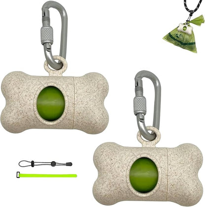 Bone Shaped Dog Waste Bag Dispenser with Leakproof Bags, 2 Holders, 30 Bags, Beige