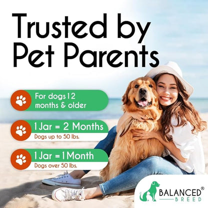 Balanced Breed All-in-1 Dog Multivitamin Supplement Made In USA NonGMO Vet-Pharmacist Approved Glucosamine Dogs Joint Support Dog Probiotic Dog Vitamins Supplements Salmon Oil Dogs Skin Coat Allergies