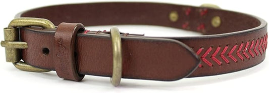 Rawlings | Baseball Stitch Leather Dog Collar | Multiple Sizes | Multiple Colors