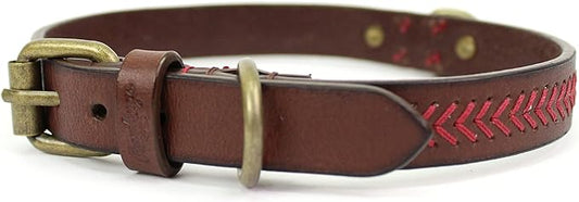 Rawlings | Baseball Stitch Leather Dog Collar | Multiple Sizes | Multiple Colors