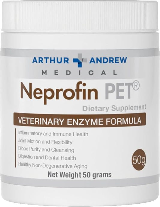 Arthur Andrew Medical, Neprofin PET, Veterinary Enzyme Formula, Household Pet Support for Pain-Free Living, Vegan, Non-GMO, 50g Tub