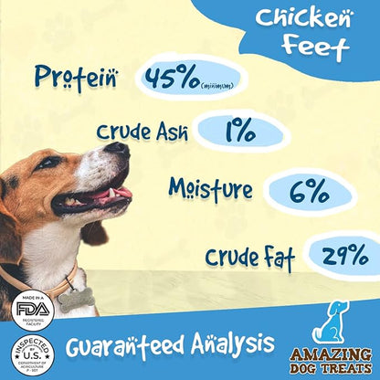Amazing Dog Treats - Chicken Feet Dog Treats (100 Count - Bulk) - All Natural Chicken Feet for Dogs American Grade Chicken Feet Dog Chew Bones