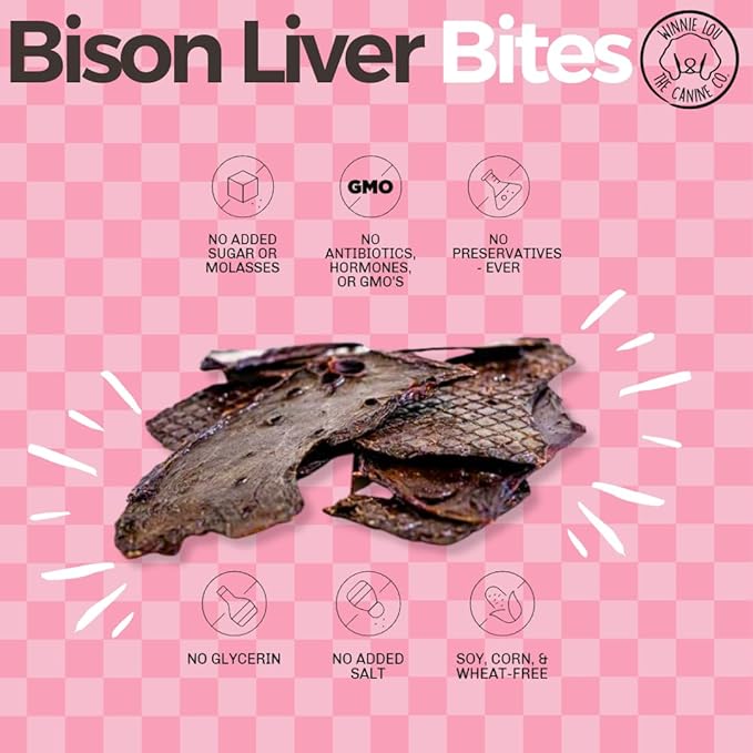 WINNIE LOU Jerky Organic Jerky Dog Treats Made in The USA – Human Grade Dog Treats – Dog Jerky Treats – All Natural Dog Treats – Healthy Dog Treats (Bison Liver Bites)