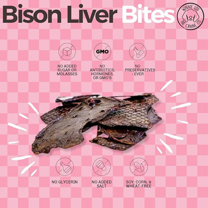 WINNIE LOU Jerky Organic Jerky Dog Treats Made in The USA – Human Grade Dog Treats – Dog Jerky Treats – All Natural Dog Treats – Healthy Dog Treats (Bison Liver Bites)