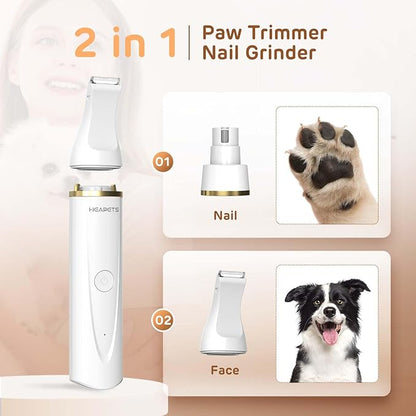 Dog Hair Clippers for Grooming Kit and Dog Paw Trimmer for Grooming, Low Noise Rechargeable Cordless, Shaver Grooming Supplies for Pet Cats Dogs (Black, White)