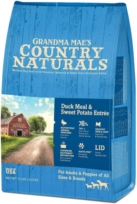 Grandma Mae's Country Naturals Grain Inclusive Dry Dog Food 14 LB Duck & Sweet Potato