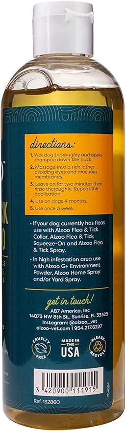 Flea and Tick Repellent Shampoo for Dogs, Effectively Repels Fleas, Ticks & Mosquitos, 100% Plant-Based Active Ingredients, Sulfate & Paraben-Free, 12 Fl. Oz.
