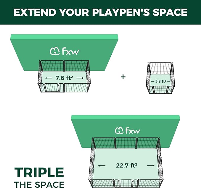 FXW Homeplus Dog Playpen Designed for Indoor Use, 24" Height for Puppy and Small Dogs, Black│Patented