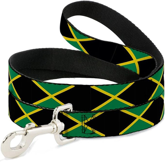 Dog Leash Jamaica Flags 6 Feet Long 1.0 Inch Wide