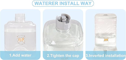 Automatic Pet Water Feeder, 3.8L Gravity Cat Water Dispenser with Cat Water Bowl, Large Capacity Water Feeder for Kitten & Small and Medium-Sized Dogs (White & Grey)