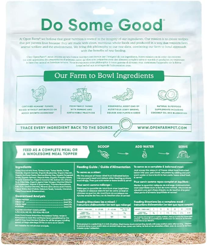 Open Farm Freeze Dried Raw Dog Food, Humanely Raised Meat Recipe with Non-GMO Superfoods and No Artificial Flavors or Preservatives (22 Ounce (Pack of 1), Homestead Turkey Recipe)