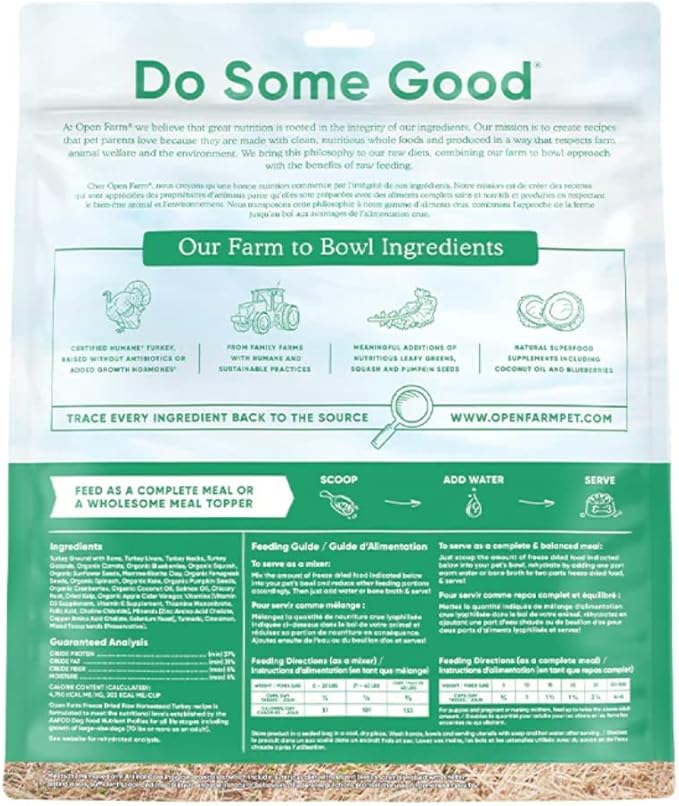 Open Farm Freeze Dried Raw Dog Food, Humanely Raised Meat Recipe with Non-GMO Superfoods and No Artificial Flavors or Preservatives (13.5 Ounce (Pack of 1), Homestead Turkey Recipe)
