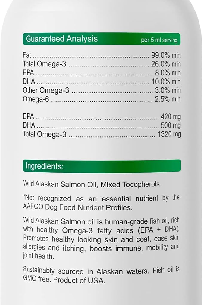BARK&SPARK Salmon Oil for Dogs & Cats - Natural Omega-3 Fish Oil for Dogs - Skin & Coat Support - Liquid Food Supplement for Pets - EPA+DHA Fatty Acids for Joint Function, Immune & Heart Health 32oz