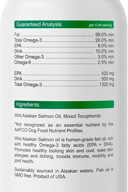 BARK&SPARK Salmon Oil for Dogs & Cats - Natural Omega-3 Fish Oil for Dogs - Skin & Coat Support - Liquid Food Supplement for Pets - EPA+DHA Fatty Acids for Joint Function, Immune & Heart Health 32oz