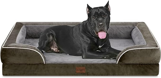 XXL Orthopedic Dog Bed for Extra Large Dogs, Waterproof Orthopedic Foam Dog Beds, Washable Dog Sofa Bed with Non-Slip Bottom & Removable Cover(XX-large,Dark Green)