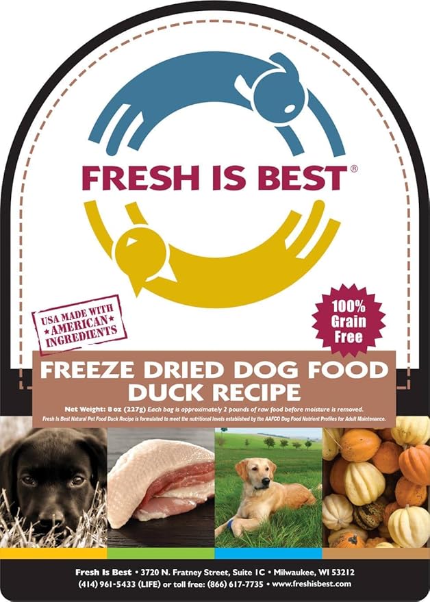 Fresh Is Best - Freeze Dried Raw Dog Food - Duck, 16 Ounces