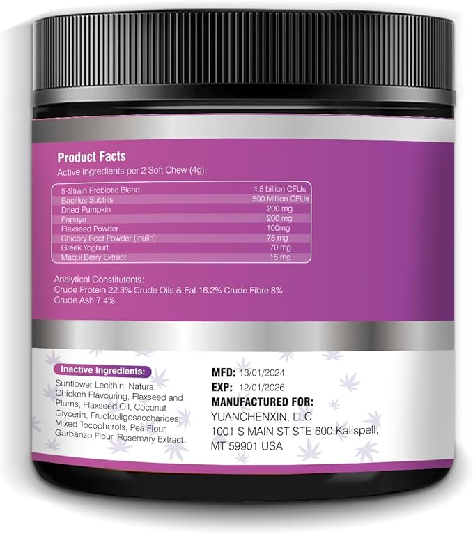 Probiotics for Dogs Dog Probiotic Chews and Digestive Enzymes Prebiotic Health Gut Itchy Skin Probioticos Itching Diarrhea Chew Supplements Canine Pet Prebiotics 200 Natural Soft Chewable Tablets