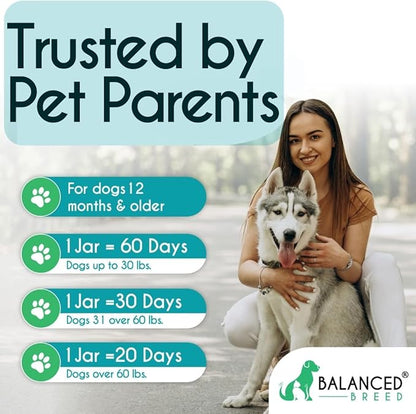Balanced Breed Dog Probiotics Digestive Health Odor Control Made In USA Non-GMO Vet-Pharmacist Approved Dog Probiotic Chews Anti-diarrhea Dog Gut Health Pet Probiotics Dogs Itchy Skin Yeast Supplement