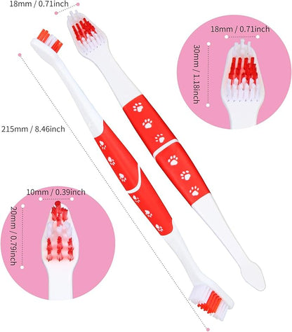 4 PCS Dog Toothbrush, Double Headed Pet Toothbrush with Soft Bristles, Easy Teeth Cleaning, Dog Dental Care for Puppies, Cats and Small Pets, Toothbrush in Bulk Individual Polybag(Mix)