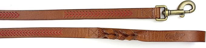 Rawlings | Baseball Stitch Leather Dog Leash | 5 Ft. | Multiple Colors