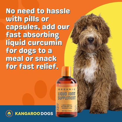 Organic Turmeric Curcumin Dog Joint Supplement - Liquid for Faster and Better Absorption Natural Dog Joint Supplement Liquid (8 oz)