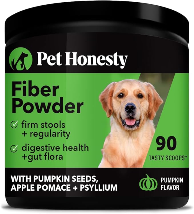 Pet Honesty Pumpkin Fiber Powder Supplement for Dogs - All Natural Anti Diarrhea Dog Probiotic with Psyllium Husk, Pumpkin Seeds and Apple Pectin for Firmer Stool & Healthy Digestion (90 scoops)