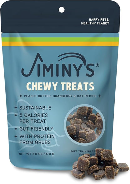 Jiminy's Chewy Good Grub Dog Training Treats, Hypoallergenic, 6oz, Peanut Butter & Cranberry (Pack of 1)