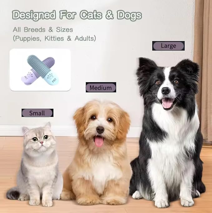 4Pcs 360° Pet Finger Toothbrush, Dog Toothbrushes for Small, Medium, and Large Dogs, Silicone Dog Finger Toothbrush, Dog Dental Care for Puppies, Dog finger tooth brush, Dog Tooth Brushing Kit