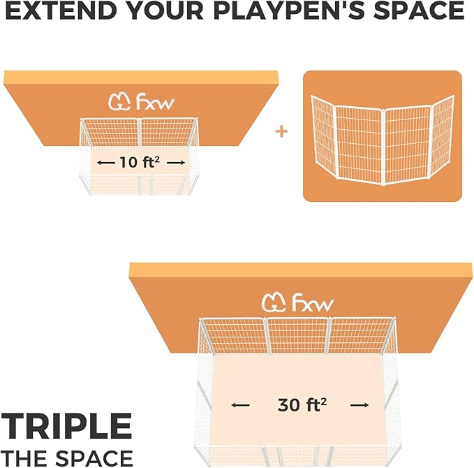 FXW Homeplus Dog Playpen Designed for Indoor Use, 45" Height for Large Dogs, White│Patented