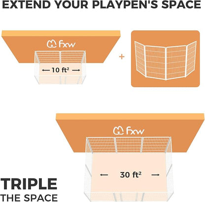 FXW Homeplus Dog Playpen Designed for Indoor Use, 45" Height for Large Dogs, White│Patented