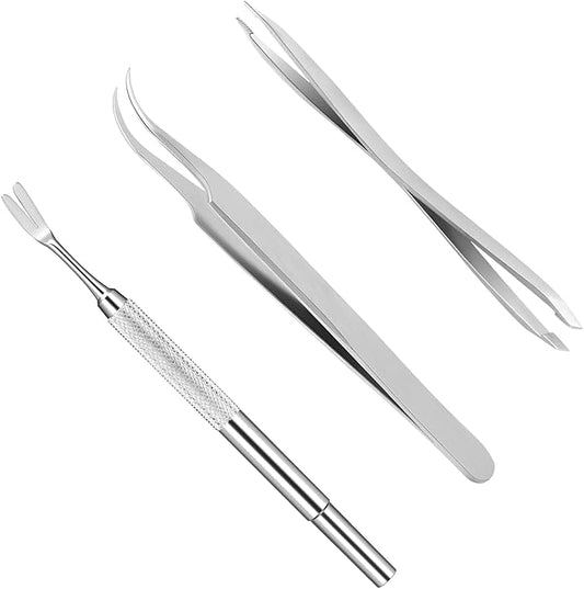 Rypet Tick Remover Tool Set - Stainless Steel Tick Remover Kit for Cats Dogs and Humans(Pack of 3)