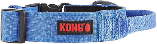 KONG Ultra Durable Padded Comfort Handle Dog Collar (Large, Blue)