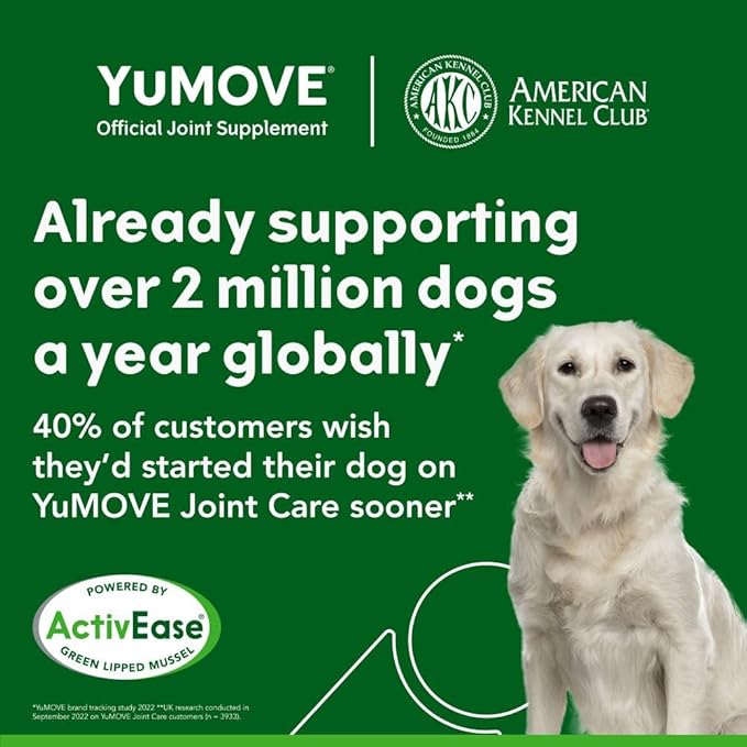 Dog Joint Supplement, Hip and Joint Supplement for Dogs with Glucosamine, Hyaluronic Acid, and Green Lipped Mussel and Omegas, Relief for Dog Hip and Joint Aches and Stiffness, by YuMOVE - 150 Bites