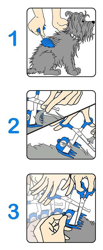 SCAREDY CUT Silent Pet Grooming Kit for Dog, Cat and all Pet Grooming - A Quiet Alternative to Electric Clippers for Sensitive Pets (Left-Handed Blue)