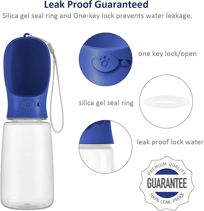 WePet Portable Dog Water Bottle with Food Container, 25 OZ + 6 OZ, Leak Proof Puppy Water Dispenser with Drinking Feeder for Pets Outdoor Walking, Hiking, Travel, Food Grade Plastic