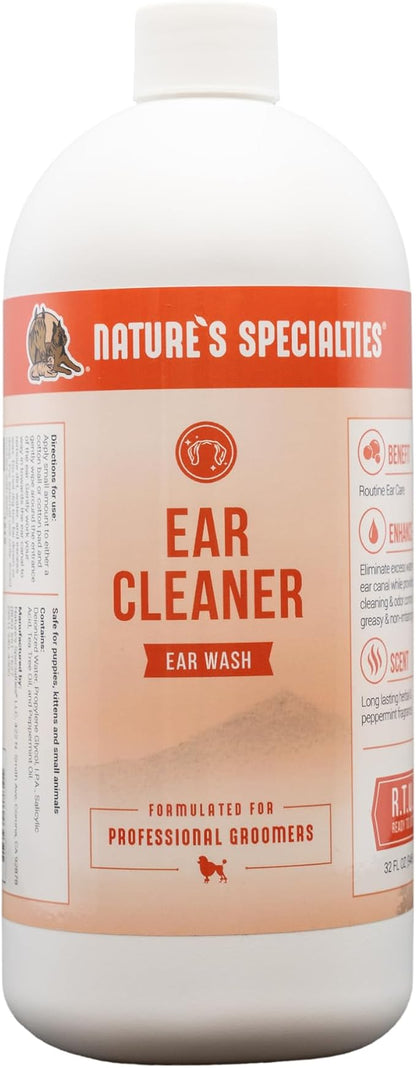 Nature's Specialties Dog Ear Cleaner Medicated Solution Non-Greasy Non-Irritation Made in USA Non-Toxic, 32 Ounces