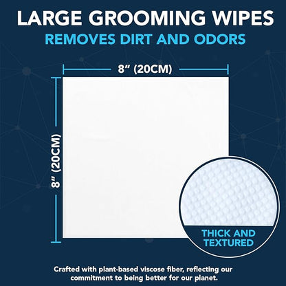 NOVEHA 120 Dog Wipes - Odor Eliminating and Cleaning Grooming Wipes for Dog's Paws, Body, and Butt - Perfect for Puppy and Adult Dogs - Plant-Based, Safe, Convenient & Large Unscented Wipes
