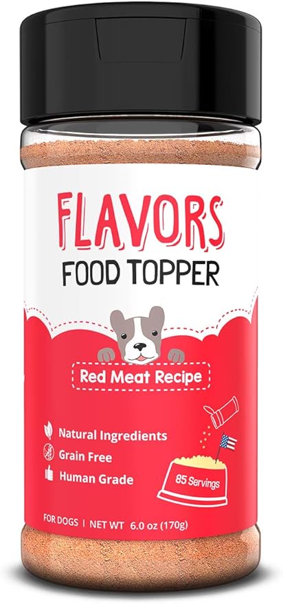 Flavors Food Topper for Dogs - Red Meat Recipe with Beef Bone Broth - Natural, Grain Free - Kibble Seasoning & Hydrating Treat Mix for Picky Dog/Puppy, 6.0oz