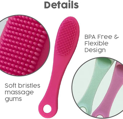 Silicone Dog Toothbrush, Ergonomic Dog Tooth Brush with Improved Design, Cat Finger Toothbrush for Pet Dental Care, Finger Brushes Suitable for Small Breeds, Puppies and Cats (Pack of 3)