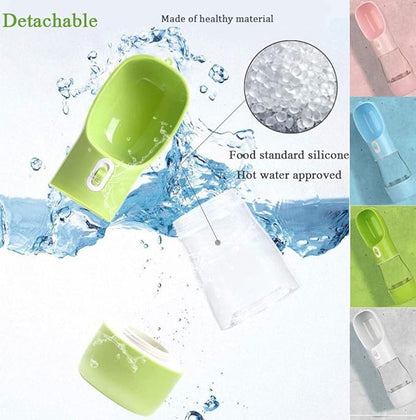 Dog Water Bottle for Walking, Multifunctional and Portable Dog Travel Water Dispenser with Food Container,Detachable Design Combo Cup for Drinking and Eating,Suitable for Cats and Puppy