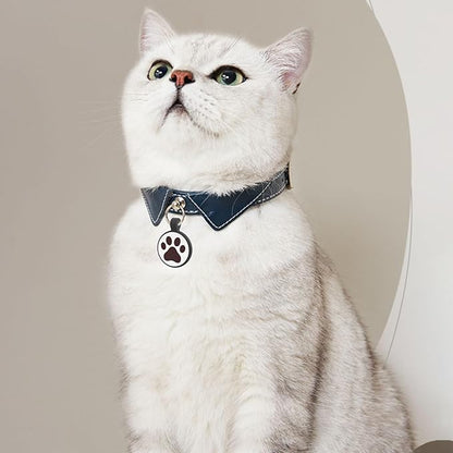 QR Code Cat Tag, Modifiable Pet Online Profile Display Page, Multiple Emergency Contact, Silent Silicone Cat Tag, Collar Accessories, Personalized Cat Tag (Small Breeds - 1", Black & Blue)