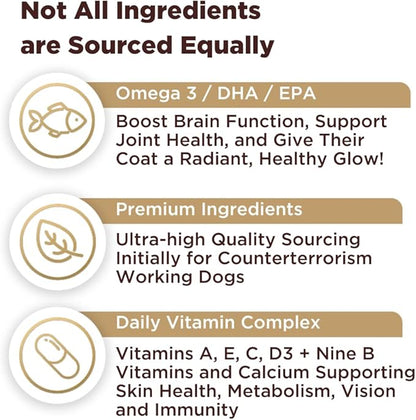Ultimate Skin & Coat Dog Chews-3X Number of Chews-Advanced Daily, Omega 3, DHA, EPA-Dry Skin Soother - Mission-Proven Globally in Our Counterterrorism Work