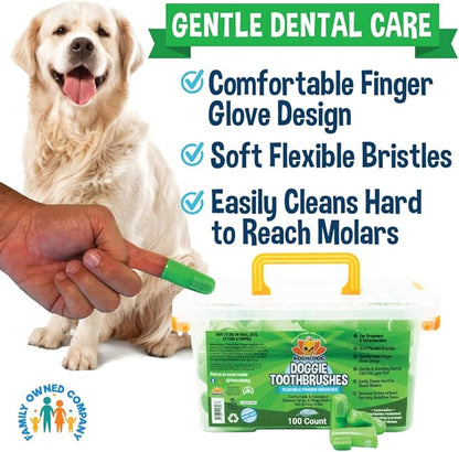 Bodhi Dog Finger Toothbrush for Dogs & Cats | Puppy Toothbrush with Soft & Flexible Silicone Bristles for Pet Dental Care | Easy Teeth Cleaning Dog Finger Toothbrush, 100 Count