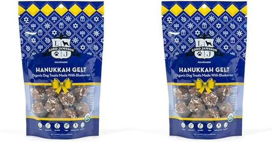 Hanukkah Gelt 6 oz - Dog Patisserie Treats, Holiday Collection, Organic, Soft & Chewy No-Bake Superfood Bites, Preservative Free (Pack of 2)