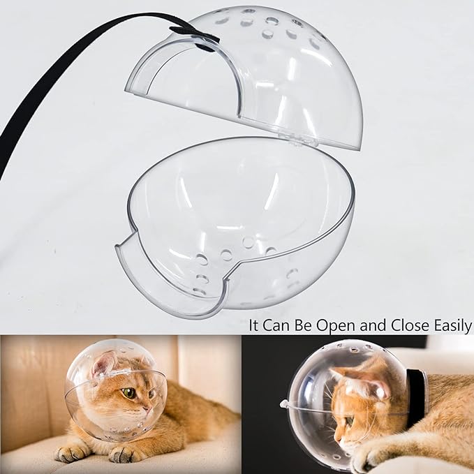Cat Muzzle Cat Transparent Muzzle M Size, Breathable Cat Hood, Adjustable Kitten Astronaut Helmet Prevent from Cats Biting Chewing Grooming, Cat Ball Mask for Aggressive Cat