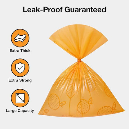 VETRESKA Dog Poop Bags Dispenser with Citrus Scented Waste Bags, Leak Proof, Extra Thick and Large Pet Poop Bags for Walking Dog, Cats Litter and Babies' Diaper 1 Count Holder and 105 Bags, Orange