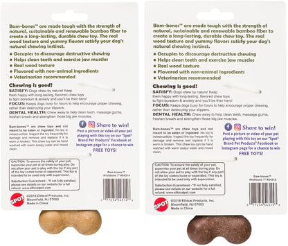 SPOT by Ethical Products - Bambone Wishbone Bacon & Chicken 2 Pack Bundle – Durable Dog Chew Toy No Hide for Aggressive Chewers – Great Dog Chew Toy for Puppies and Dogs