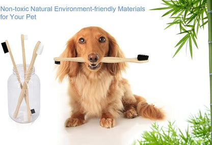 Dog Toothbrush,Pets Bamboo Tooth Brush Double-Sided Small & Large Head Toothbrushes for Dogs Cats,Biodegradable Eco-Friendly Teeth Cleaning Tool (White 6 Pack)